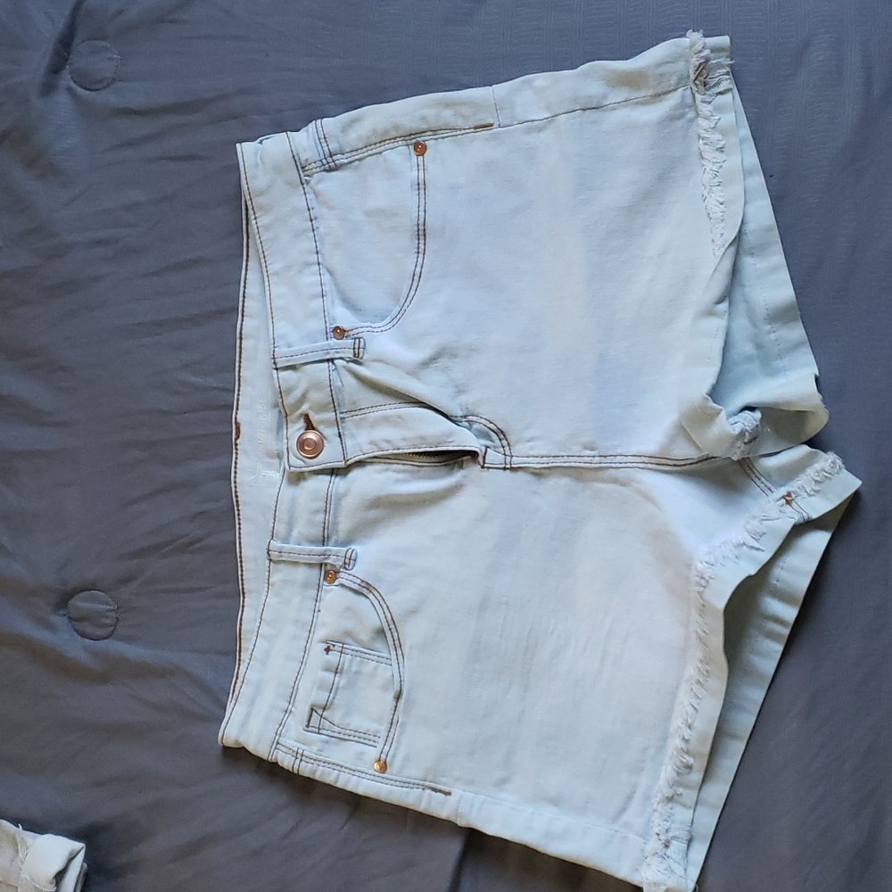 NoBo Lt. Blue Denim High Rise Shorts 13 juniors With Real Pockets
